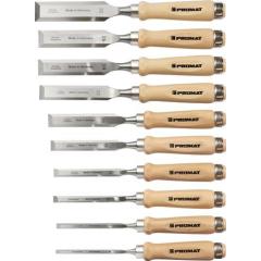 Stechbeitelsatz 6,8,10,12,16,20,22,24,26,30mm Weißbuchenh.Ulmer Form Krt. TW