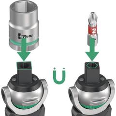 Schwenk- u.U.-Knarre 8009 Zyklop Pocket Set 1 3/8Zoll+1/4 Zoll 72 Z.WERA
