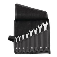 Ringmaulschlüsselsatz 8tlg.SW 8-19mm Form A CV-Stahl in Rolltasche TECWERK
