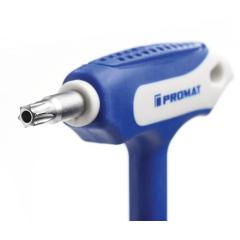 Schraubendreher m.Quergr.T 40x200mm Seitenabtrieb TX m.Bohrung PROMAT