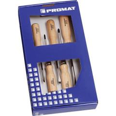 Schraubendrehersatz 5-tlg.Schlitz/PZD Holzgr.Rundkl.m.6-Kant-Ansatz TECWERK