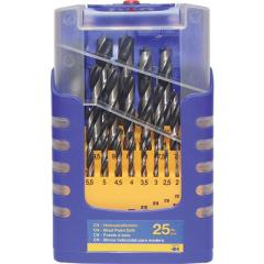 Holzspiralbohrersatz 012K 25-tlg. - Ø 1-13 mm 0,5 mm steig.CV-Stahl FISCH-TOOLS