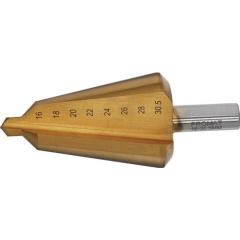 Blechschälbohrer Bohrber.16-30,5mm HSS TiN Gesamt-L.76mm Z.2 TECWERK