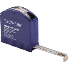Taschenrollbandmaß L.3m B.13mm mm/cm EG II Ku.Sichtfenster TECWERK