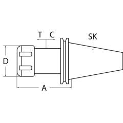 Gewindeschneidfutter Synchron DIN 69871AD/B M3-M12 SK40 A.-L.79mm TECWERK