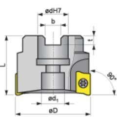 Eckfräser D.80mm vern.m.IK Z.7 APKT-16 TECWERK