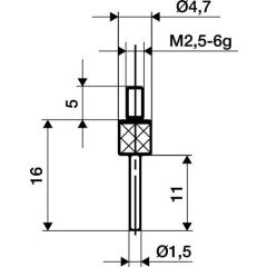 Messeins.D.1,5mm L.50mm Stift M2,5 STA z.Messuhren KÄFER