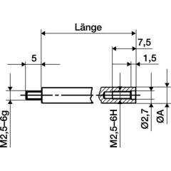 Verlängerungsstück L.50mm Messbolzen-D.4mm z.Messuhren KÄFER