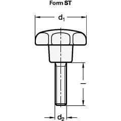 Sterngriff GN 6336.4 Sterngriffschraube Ku.d1 50mm d2 M 10mm l40mm GANTER | 25 Stück