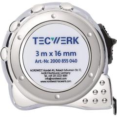 Taschenrollbandmaß L.3m B.16mm mm/cm EG II Ku.CR TECWERK