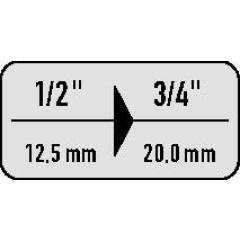 Vergrößerungsstück 514 Antr.1/2 Zoll Abtrieb 3/4 Zoll L.44mm STAHLWILLE