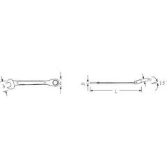 Maulringratschenschlüssel OPEN-RATCH 17 SW 24mm L.296mm umschaltbar,Rings.15Grad