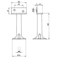 Trennwandstütze B.60mm H.150mm Alu.F1/naturf.DENI