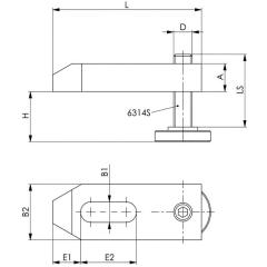Spanneisen Nr.6314V f.T-Nut 18mm Spann-H.13-46mm Spannschraube M16x18x125mm AMF