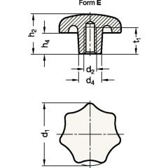 Sterngriff DIN 6336 m.Gewindebuchse Ku.d1 63mm d2 M 12mm | 10 Stück