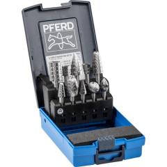 Frässtifteset 82 Schaft-D.6mm 10-tlg.HSS 3 bruchfeste Ku.-Box PFERD