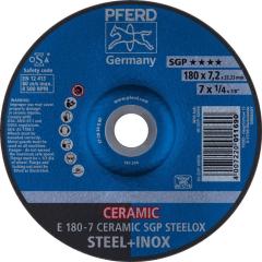 Schruppscheibe CERAMIC SGP STEELOX D180xS7mm gekr.STA Bohr.22,23mm PFERD | 10 Stück