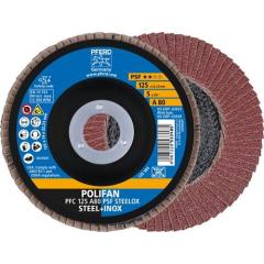 Fächerscheibe POLIFAN A PSF STEELOX D.125mm K.80 kon.Stahl/INOX Korund A PFERD | 10 Stück