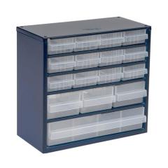 Kleinteilemagazin B.306xT.150xH.282mm Stahlblech dkl.-blau/transp./Schubl.a.PP
