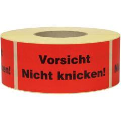 Warnetiketten Maße 145x70mm Papier rot Vorsicht Nicht knicken TRANSPAK