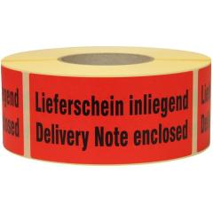 Hinweisetikett Lieferschein inliegend L.145 mm,B.70mm rot 1000St./Rolle TRANSPAK