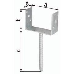 U-Pfostenträger ETA-10/0210 141x100x200x60mm TZN m.Betonanker a.Riffelstahl GAH