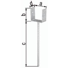 U-Pfostenträger ETA-10/0210 101x100x400x60mm TZN m.ext.langem Betonanker GAH
