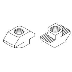 Hammermuttern für Profil 8 mm | für T-Nuten mit Bremsmoment, hohe Form | M 5 | 1000 Stück