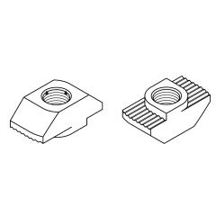 Hammermuttern für Profil 8 mm | für T-Nuten mit Bremsmoment, niedrige Form | M 5 | 2500 Stück