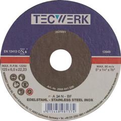 Schruppscheibe D125xS6mm gekr.INOX Bohr.22,23mm TECWERK | 10 Stück