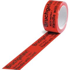 Warnklebeband PP Bruchgefahr L.66 m,B.50mm rot Rl.TRANSPAK | 36 Stück