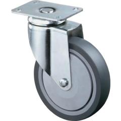 Lenkrolle D.150mm Trgf.100kg m.Platte Gum.grau BS ROLLEN