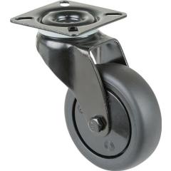 Lenkrolle D.75mm Trgf.60kg m.Platte Kugell.Gum.schwarz BS ROLLEN