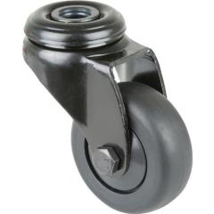 Lenkrolle D.50mm Trgf.50kg m.Rückenloch Radkörper Ku.Kugell.Gum.schwarz BS ROLLE