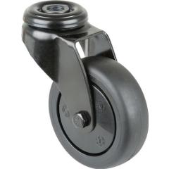 Lenkrolle D.75mm Trgf.60kg m.Rückenloch Radkörper Ku.Kugell.Gum.schwarz BS ROLLE