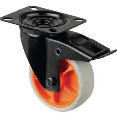 Lenkrolle D.100mm Trgf.100kg m.Festst.Gum.104x80mm hellgrau BS ROLLEN
