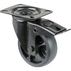 Lenkrolle D.100mm Trgf.110kg m.Festst.Gum.104x80mm schwarz BS ROLLEN