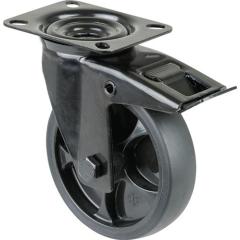 Lenkrolle D.125mm Trgf.120kg m.Festst.Gum.104x80mm schwarz BS ROLLEN