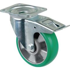 Lenkrolle D.160mm Trgf.300kg m.Festst.PU 138x109mm grün BS ROLLEN