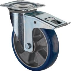 Lenkrolle D.200mm Trgf.300kg m.Festst.PU 138x109mm blau BS ROLLEN