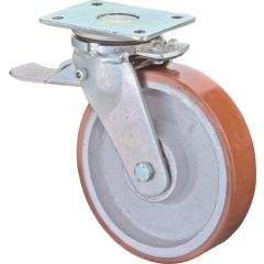 Schwerlastlenkrolle D.100mm Trgf.400kg m.Festst.Guß-PU 138x110mm BS ROLLEN