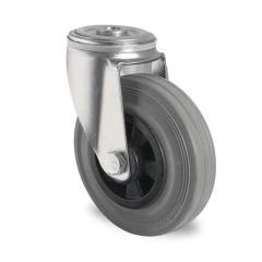 Lenkrolle D.200mm Trgf.205kg Rückenlochbefestigung PP Rollenlager VG grau PROMAT