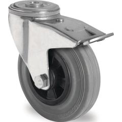 Lenkrolle m.Festst.D.125mm Trgf.100kg m.Rückenloch Rollenlager VG grau PROMAT