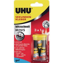 Sekundenkleber blitzschnell MINIS Gel 3x 1g farblos Tube UHU | 10 Stück