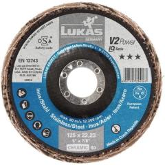 Fächerscheibe V2 POWER CER D.125mm K.40 fl.INOX,Stahl,Titan CER LUKAS | 10 Stück