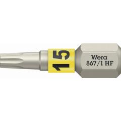 Bit 867 TORX® HF 1/4 Zoll TX 15 L.25mm m.Farbleitsystem WERA | 10 Stück