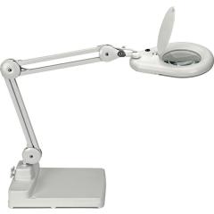 LED-Lupenleuchte Glaslinse 127mm (5 Zoll) Standfuß weiß m.Abdeckung,runder Kopf