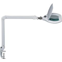 LED-Lupenleuchte Glaslinse 178x132 Klemmfuß weiß Schutzklappe