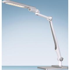 Schreibtischleuchte LED Multifl.ABS,Eisen,PS weiß/silber H600mm Standfuß+Klemme