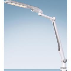 Schreibtischleuchte LED Multifl.ABS,Eisen,PS weiß/silber H600mm Standfuß+Klemme